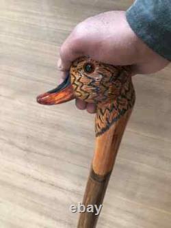 Wooden Duck Head Walking stick Handcrafted Wooden Cane with Elegant Carving Gift