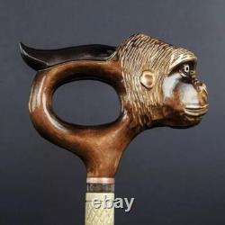 Wooden Hand Carved Unique Monkey Head Walking Stick 36 Handmade Walking cane