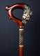 Wooden Hand Carved Wolf Style Cane Vintage Wooden Walking Stick Handmade Cane