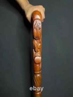 Wooden Hand carved Cane Wood carved crafted Halloween gift
