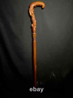 Wooden Hand carved Cane Wood carved crafted Halloween gift