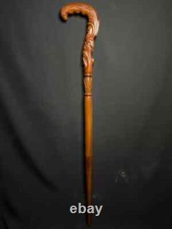 Wooden Hand carved Cane Wood carved crafted Halloween gift