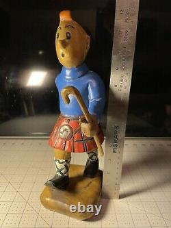 Wooden Hand carved Hiking Tin Tin With Walking Stick/Cane Figurine hand painted