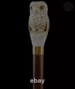 Wooden Owl walking stick hand carved hand handmade wooden walking gift