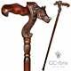 Wooden Ox Bull Cane Walking Stick Ergonomic Palm Grip Handle Wood Carved Cane