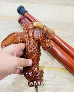 Wooden Ox Bull Cane Walking Stick -Handle, Wood Carved Walking cane Stick for me