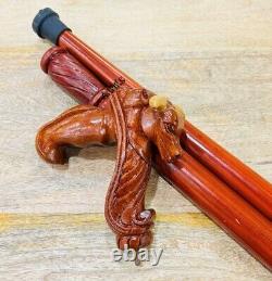 Wooden Ox Bull Cane Walking Stick -Handle, Wood Carved Walking cane Stick for me