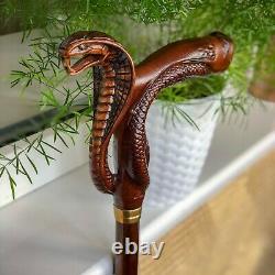 Wooden Snake Walking Cane Stick Cobra for men women ladies gent hand carved