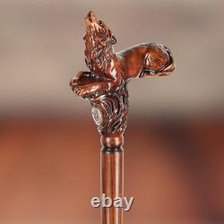 Wooden Walking Cane Wolf Hand carved walking stick for men women