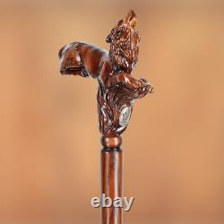 Wooden Walking Cane Wolf Hand carved walking stick for men women