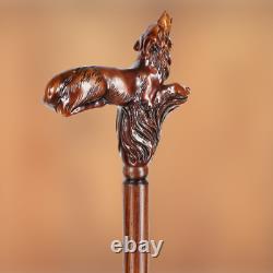 Wooden Walking Cane Wolf Hand carved walking stick for men women