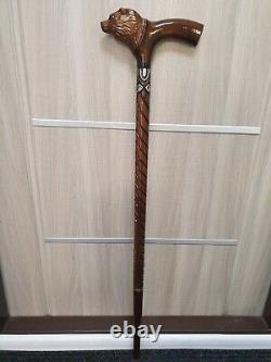 Wooden Walking Cane stick 37 with Bear Head Handle Hand carved bear Hiking cane