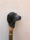 Wooden Walking Stick Cane Dog Head Palm Grip Ergonomic Handle Animal Wood Carved
