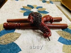 Wooden Walking Stick Cane Lion Head Palm Grip Ergonomic HandleAnimal Wood Carved