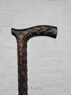 Wooden Walking Stick Designer Style Unique Hand Carved Walking Cane For Men Gift