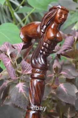 Wooden Walking Stick Hand carved Cane Handcrafted with Ergonomic Handle