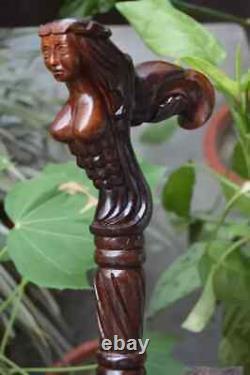 Wooden Walking Stick Hand carved Cane Handcrafted with Ergonomic Handle