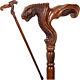 Wooden Walking Stick with T-rex Dinosaur Dragon Head Wood Carved Walking Cane