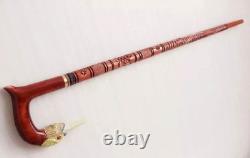 Wooden cane bird head Carved handle Walking stick Hiking stick handmade Carved