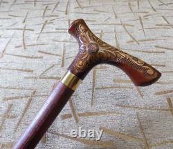 Wooden handmade Walking CANE Very nice design Stick from oak wood Carved handle