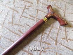 Wooden handmade Walking CANE Very nice design Stick from oak wood Carved handle