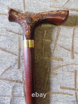 Wooden handmade Walking CANE Very nice design Stick from oak wood Carved handle