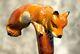 Wooden walking stick fox handle hand carved fox animal walking cane unique giftA