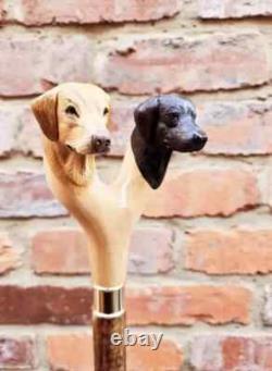 Wooden walking stick hand carved Beautiful 2 head Dog wooden walking cane Wooden walking stick hand carved Beautiful 2 head Dog wooden walking cane