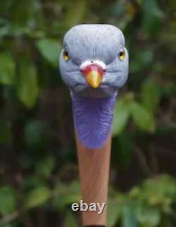Wooden walking stick hand carved Beautiful Bird wooden walking cane