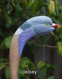 Wooden walking stick hand carved Beautiful Bird wooden walking cane