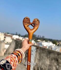 Wooden walking stick hand carved Beautiful Birds wooden walking cane