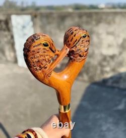 Wooden walking stick hand carved Beautiful Birds wooden walking cane