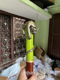 Wooden walking stick hand carved Beautiful Cat wooden walking Gift A