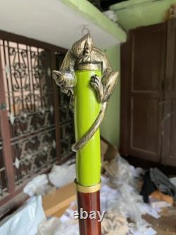 Wooden walking stick hand carved Beautiful Cat wooden walking Gift A