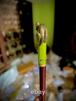 Wooden walking stick hand carved Beautiful Cat wooden walking Gift A