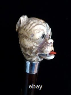 Wooden walking stick hand carved Beautiful Dog wooden walking Gift A