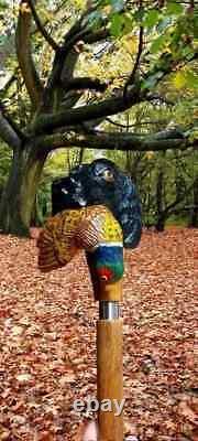 Wooden walking stick hand carved Beautiful Dog wooden walking cane