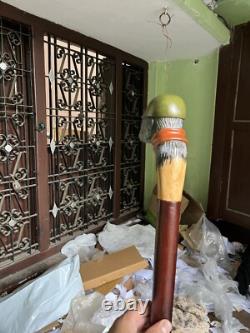 Wooden walking stick hand carved Beautiful Dog wooden walking cane