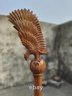 Wooden walking stick hand carved Beautiful Eagle Heavy wooden walking cane