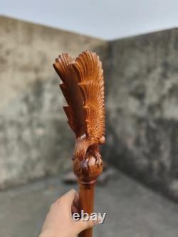 Wooden walking stick hand carved Beautiful Eagle Heavy wooden walking cane
