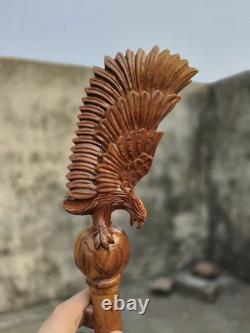Wooden walking stick hand carved Beautiful Eagle Heavy wooden walking cane