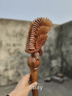 Wooden walking stick hand carved Beautiful Eagle Heavy wooden walking cane