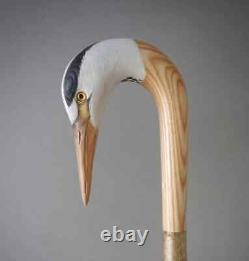 Wooden walking stick hand carved Beautiful Heron bird wooden walking cane