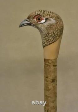 Wooden walking stick hand carved Beautiful bird wooden walking cane