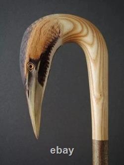 Wooden walking stick hand carved Beautiful bird wooden walking gift