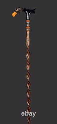 Wooden walking stick hand carved Bird wooden walking cane