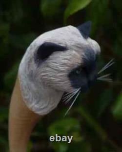 Wooden walking stick hand carved Cat wooden walking cane