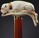 Wooden walking stick hand carved DOG wooden walking cane
