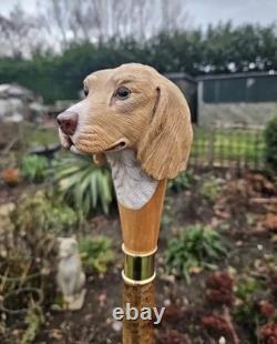 Wooden walking stick hand carved DOG wooden walking cane