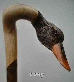 Wooden walking stick hand carved Duck wooden walking cane